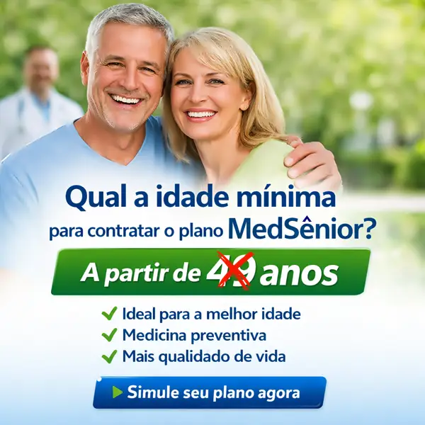 Plano de saúde MedSênior com idade mínima de 44 anos, ideal para idosos que buscam cobertura completa e preço acessível