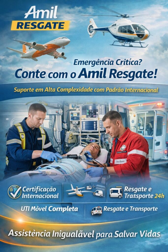 Amil Resgate com resgate aeromédico, helicóptero, avião e ambulância UTI móvel para atendimento de emergência 24 horas